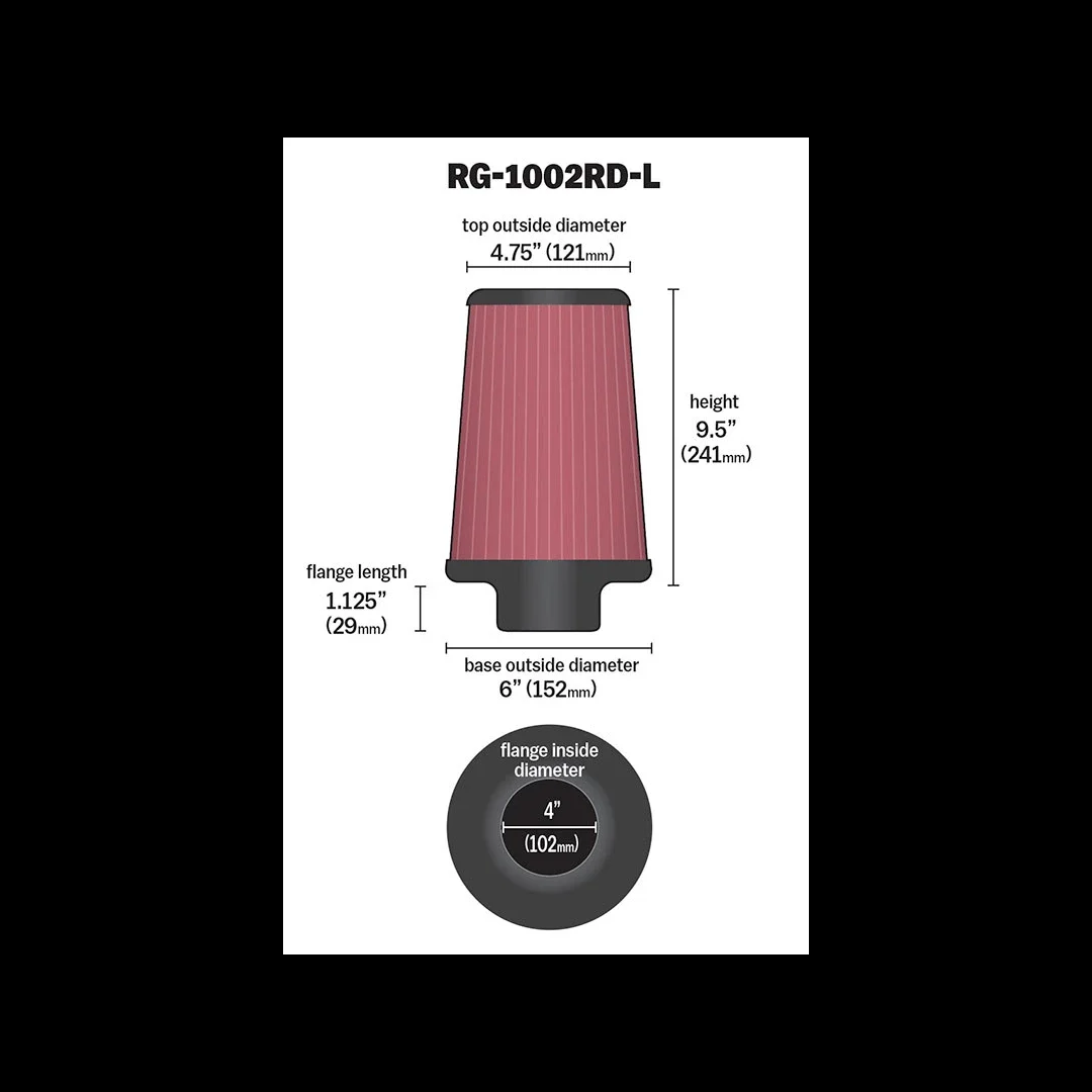 KNN Multi Fit 3 Flange Universal Filter 76/90/100 (clamp) 240 length alt